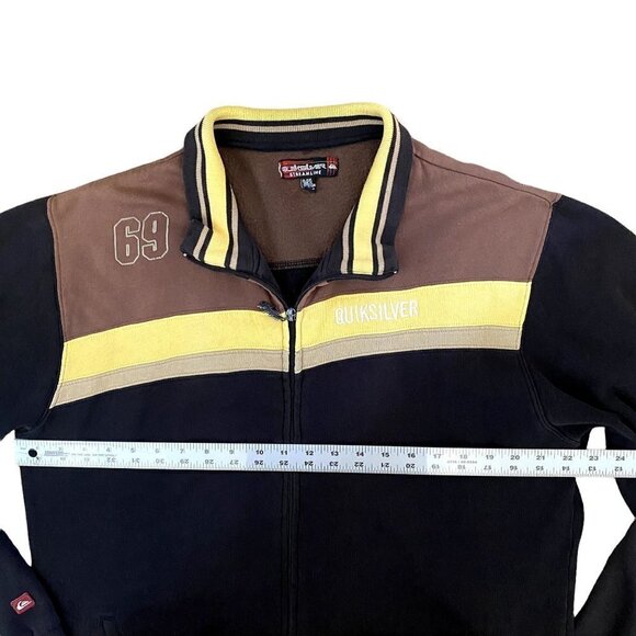 Quick Silver Streamline Zip Up Varsity Jacket | Black, Yellow & Brown | Size XL - Picture 7 of 10